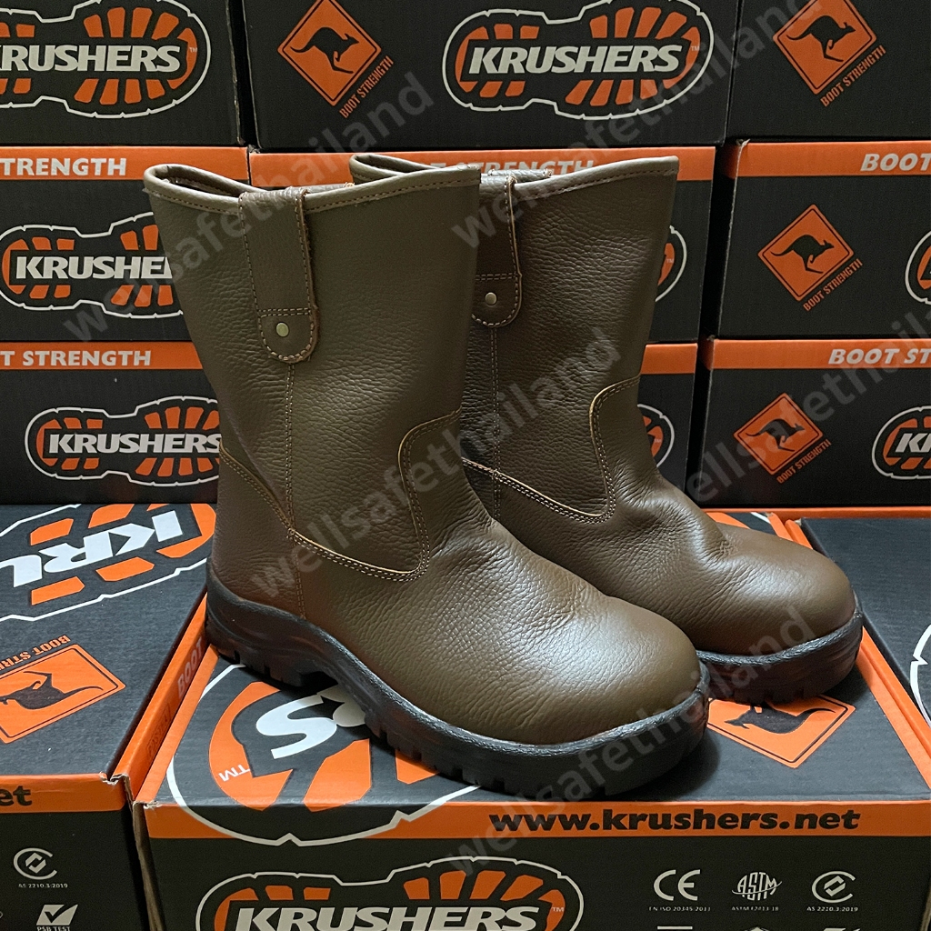 [เก็บโค้ด ลด 30%] KRUSHERS บู๊ทเซฟตี้ #Texas สีน้ำตาล หัวเหล็ก พื้น PU/TPU Safety Boots