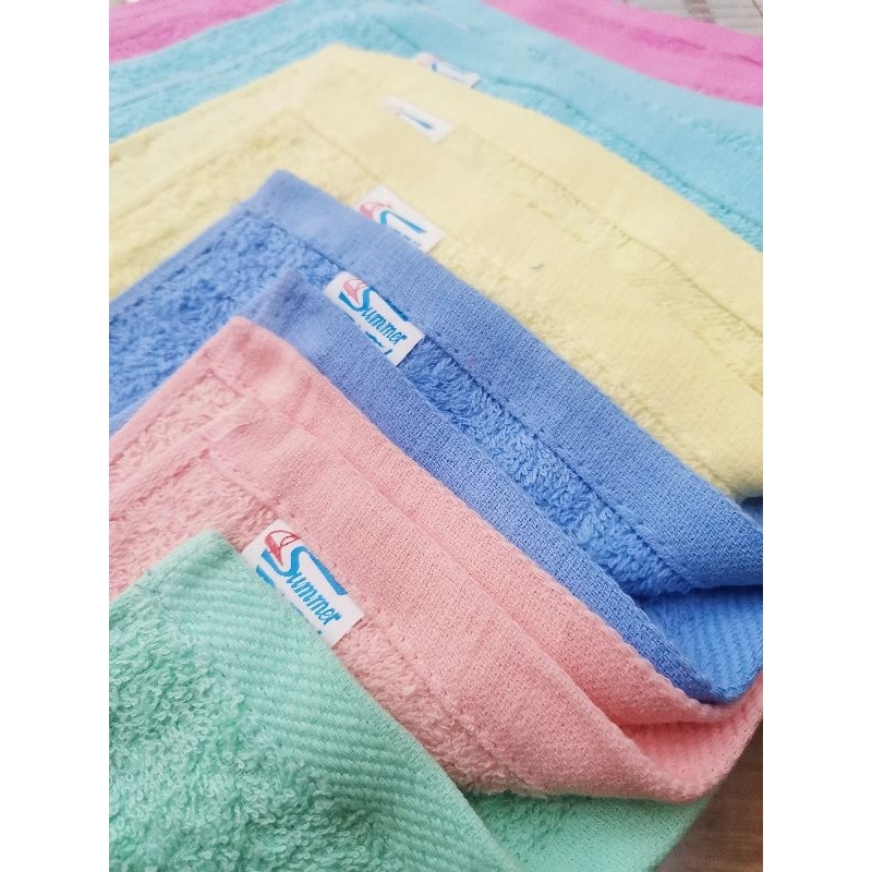 (12ผืน)ผ้าเช็ดหน้าผืนเล็ก ผ้าขนหนู Summerwind ขนาด 12x12 นิ้ว ตอตตอน 100% แบรนด์ไทย