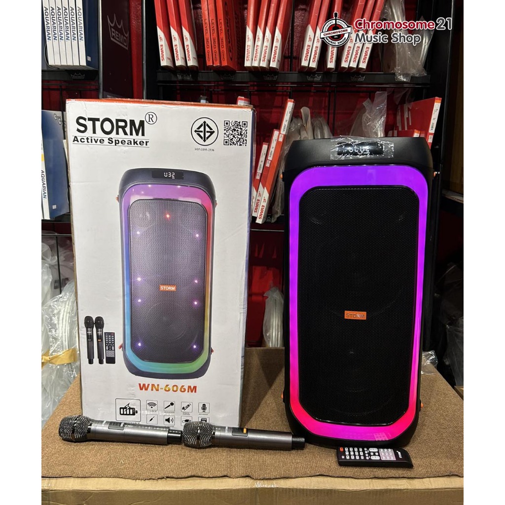 STORM WN-606M ลำโพง 6.5นิ้วx2 PARTY พร้อมไมค์ลอย2ตัว ลำโพงขนาด 6.5 นิ้ว ลำโพงบลูทูธ ลำโพงอเนกประสงค์