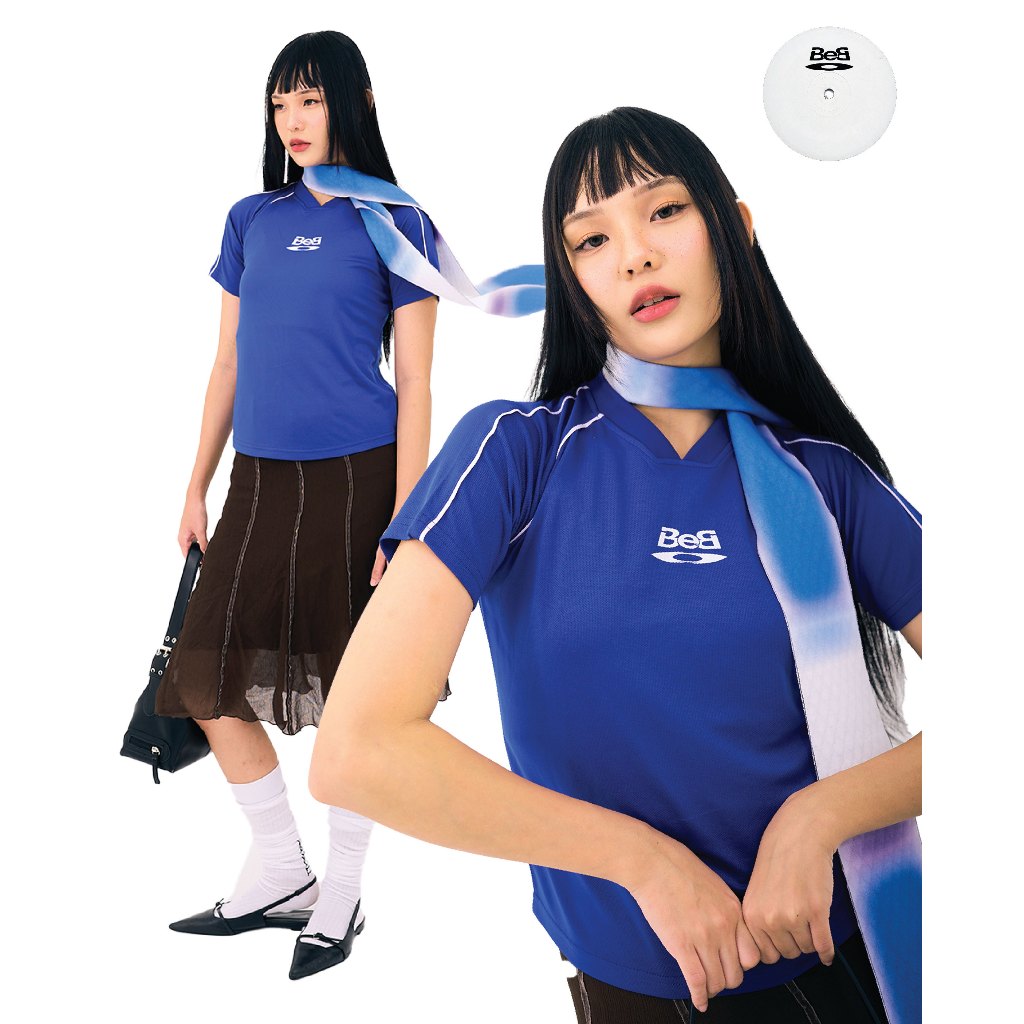 BEB CLUB DISC LOGO BABY TEE เสื้อเบบี้ทีสปอร์ตสีน้ำเงิน