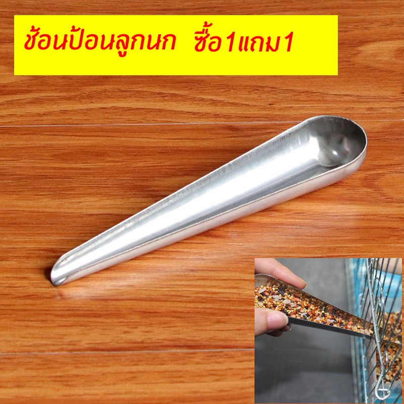 ซื้อ1แถม1 ที่ตักอาหารนก ช้อนป้อนอาหารนก ช้อนป้อนลูกนก ช้อนให้อาหารนก ช้อนสแตนเลส ช้อนป้อน ยาว 12ซม