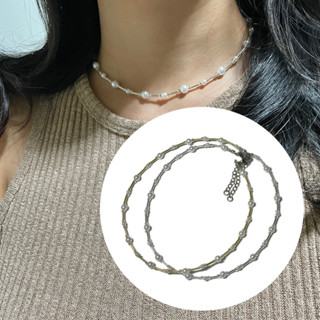 Piing me Necklace | สร้อยคอลูกปัดไข่มุกเทียมทรงกลม (4/6 mm) …