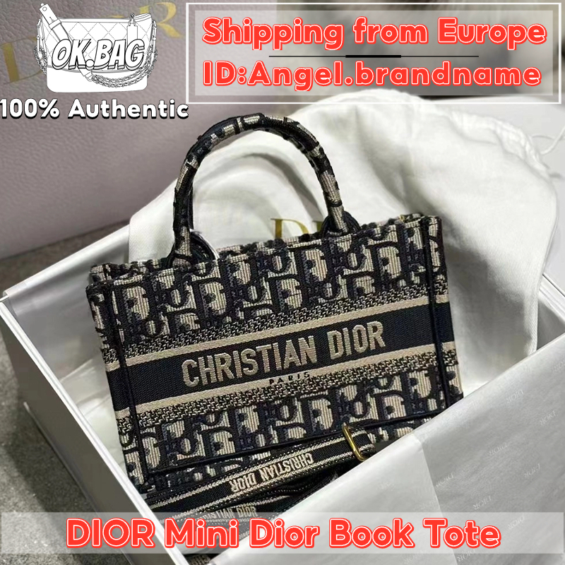 👜ดิออร์ DIOR Mini Dior Book Tote With Strap Bag สุภาพสตรี กระเป๋าสะพายไหล่