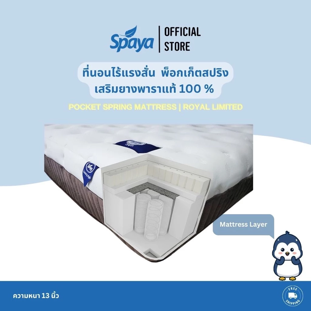SPAYA ที่นอนพ็อกเก็ตสปริง รุ่น Royal Limited ขนาด 3.5 ฟุต หนา 13 นิ้ว thumbnail 4