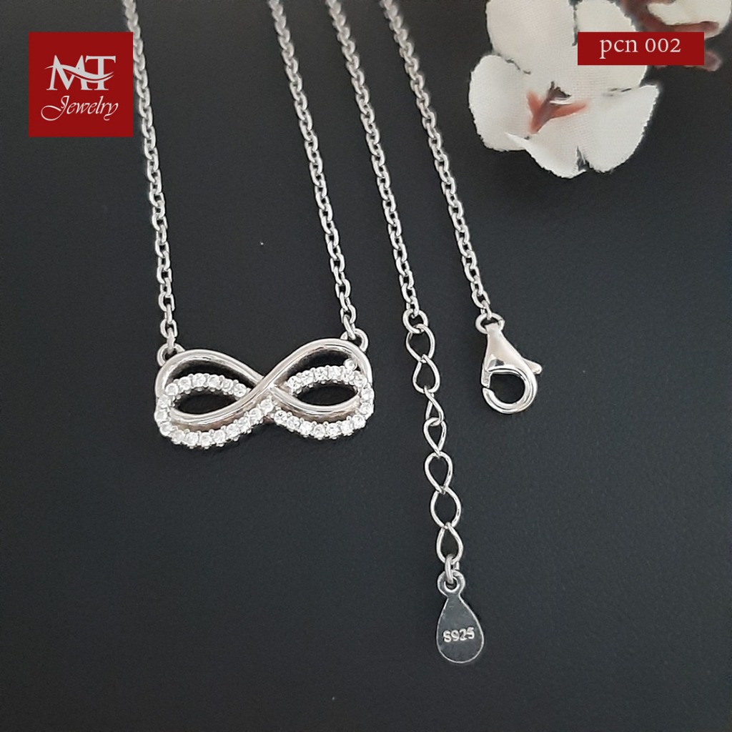 MT สร้อยคอพร้อมจี้ อินฟินีตี้ ประดับเพชรสวิส ชุบทองคำขาว ยาว 16 17 นิ้ว (pcn002) MT Jewelry มณีธารา