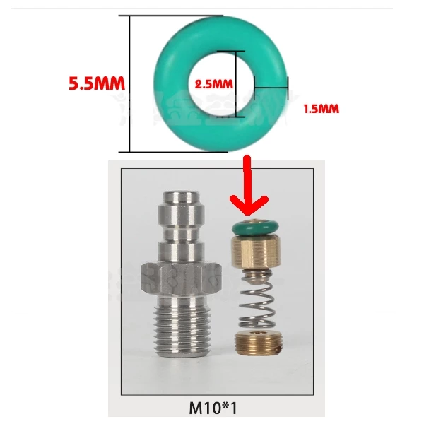 ชุดซ่อม-อะไหล่โอริงสำหรับควิกตัวผู้ขนาด M10x1 สีเขียว จำนวน 6 ชิ้น