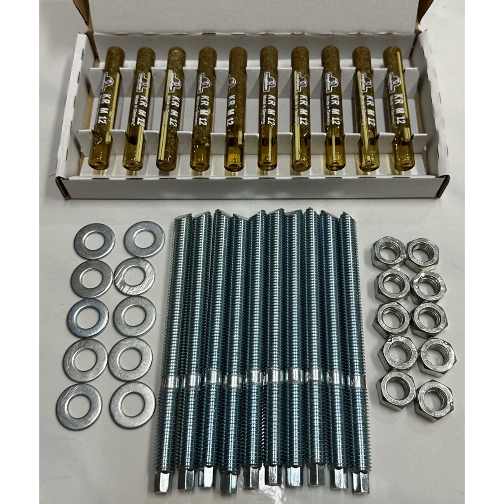 พุ๊กเคมี M12 KingFisher(งานเยอรมัน แท้!!) พร้อมเหล็กสตั๊ด(งานไต้หวัน) ขนาด 12mm. กล่องละ 10ชุด พุ๊กเคมีแบบปั่น ปุ๊กเคมี