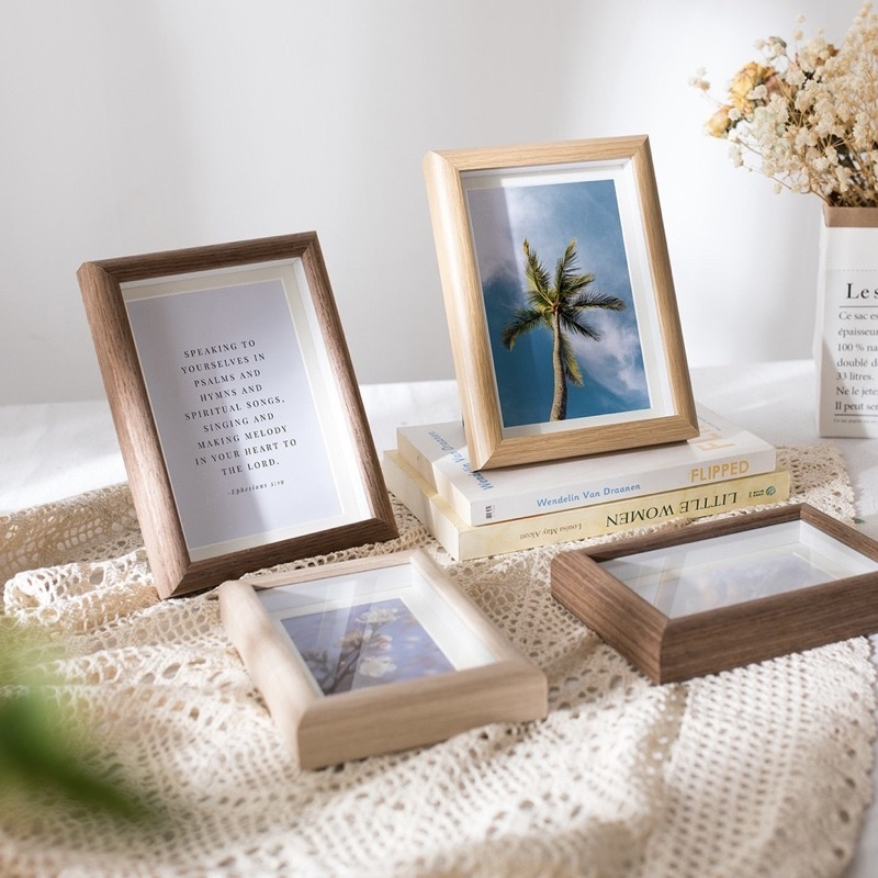 กรอบรูปไม้ แบบลึก ขอบมน วางได้แนวตั้ง-นอน และมีรูแขวน สามมิติ DIY ใส่ภาพ ของตกแต่งบ้าน ของขวัญวันเกิดราคา/ชิ้น