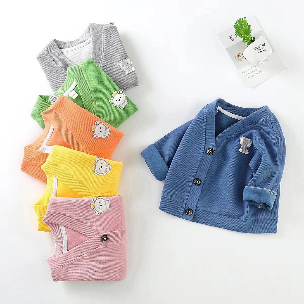 MT07 เสื้อคาร์ดิแกนเด็ก ผ้าไหมพรม ไม่บางไม่หนา กำลังพอดี แขนยาวเด็ก sweet baby