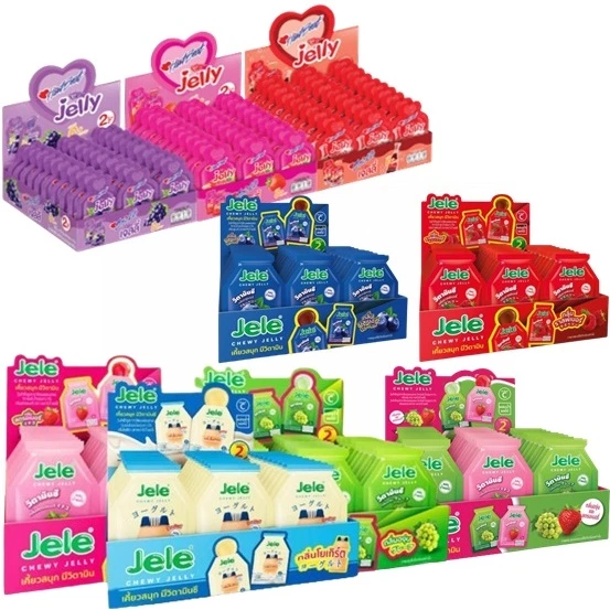 เจเล่ ชิววี่ Jele เยลลี่ผสมบุก กลิ่นสตรอว์เบอร์รีและองุ่น 18 กรัม x 30 ชิ้น