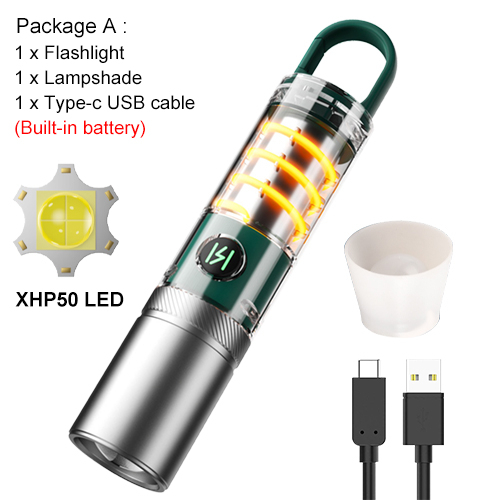 ไฟฉายแรงสูง ไฟฉาย800LM หลอดXHP50 LED ไฟตั้งแคมป์ ไฟตะเกียง ซูมได้ ชาร์จType-C สินค้าพร้อมส่งในไทย