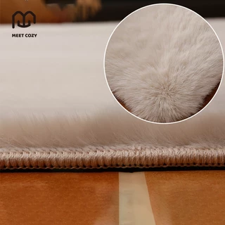 MEET COZY พรมขนกระต่ายเทียม ที่สุดแห่งความนุ่ม ขนาด160/200 พรมปูพื้น ขนนุ่ม พรมทรงกลม กันลื่น #1 DE