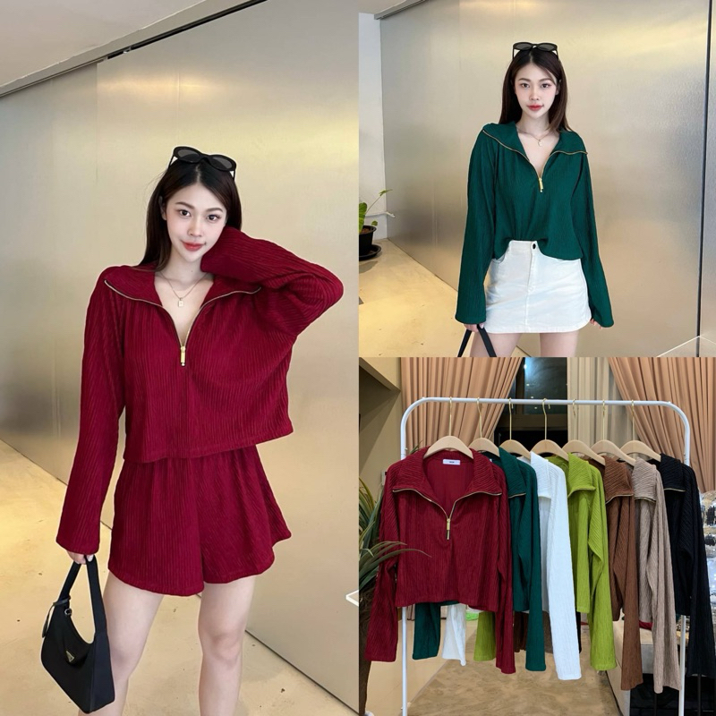 ZIPPER ป้าย SHEENY เสื้อ oversize ติดซิป ซื้อเซ็ทคู่กางเกง หรือ แค่เสื้อ ก็ได้