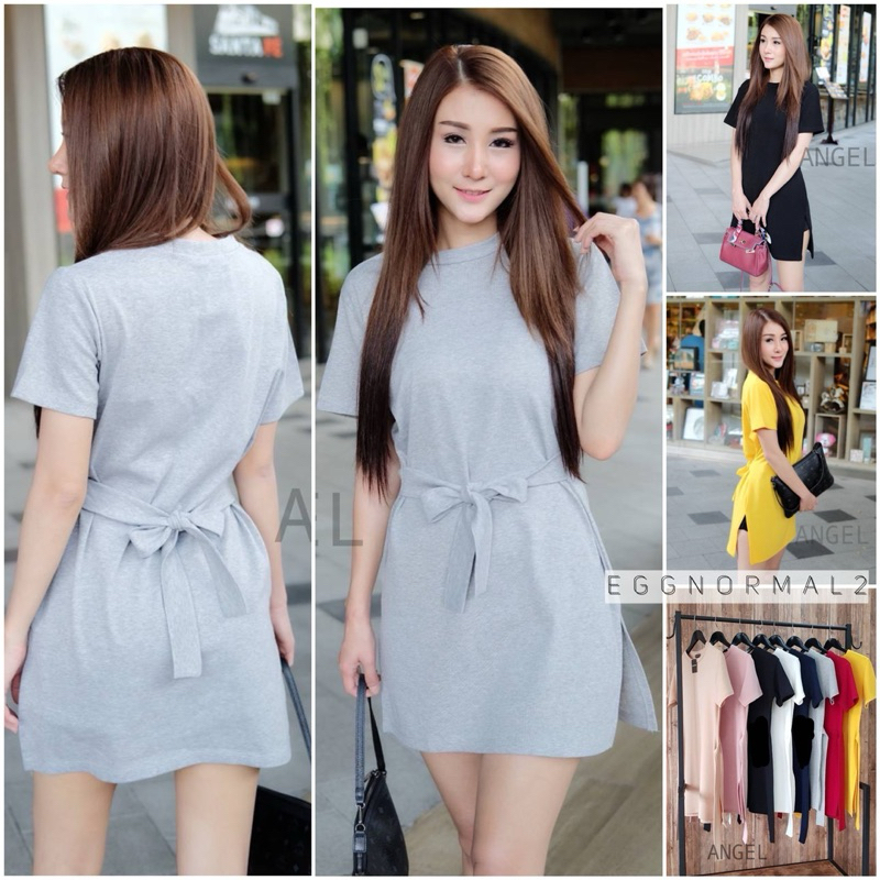 TOPSHOP ❤️T157 เดรสผ่าข้างแขนสั้น ผูกโบว์หน้าหรือหลังได้เลยค่าา