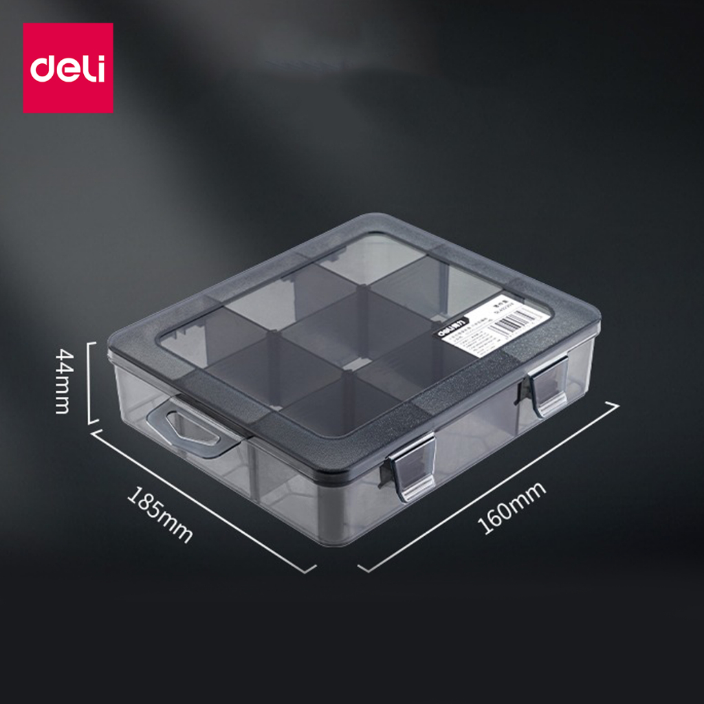 Deli กล่องใส่อุปกรณ์ กล่องแบ่งช่อง กล่องพลาสติกใสแบ่งช่อง แผ่นกั้นช่องถอดได้ ทนทาน พกพาง่าย  Tool Box - รูปที่ 5