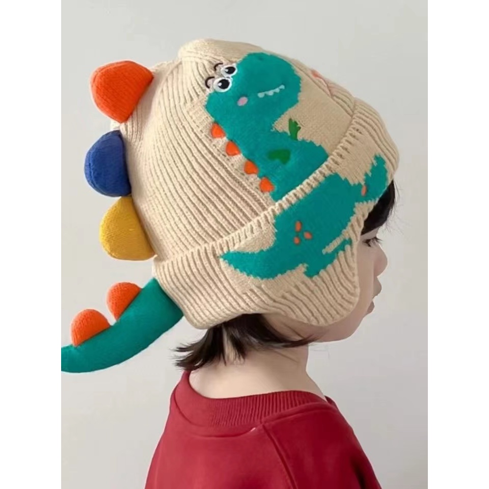 หมวกไหมพรมของเด็ก ลายไดโนเสาร์
