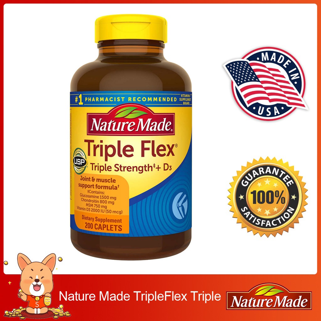 (Exp.08/2026)Nature Made TripleFlex Triple Strength + D3, 200 Caplets