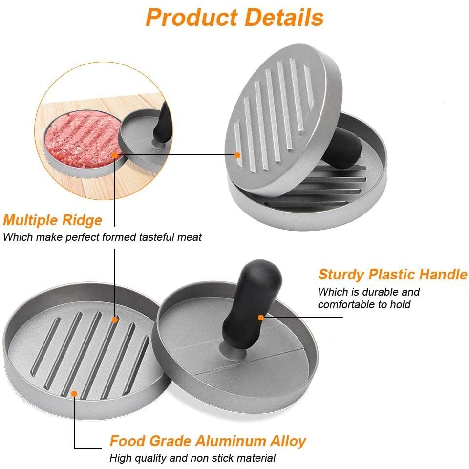 HOMEBERG แม่พิมพ์กดแฮมเบอร์เกอร์ แฮมเบอร์เกอร์ ที่กดแฮมเบอร์เกอร์ เครื่องมือกดเนื้อทำเบอร์เกอร์ แม่พิมพ์กดแฮมเบอร์เกอร์ - รูปที่ 4