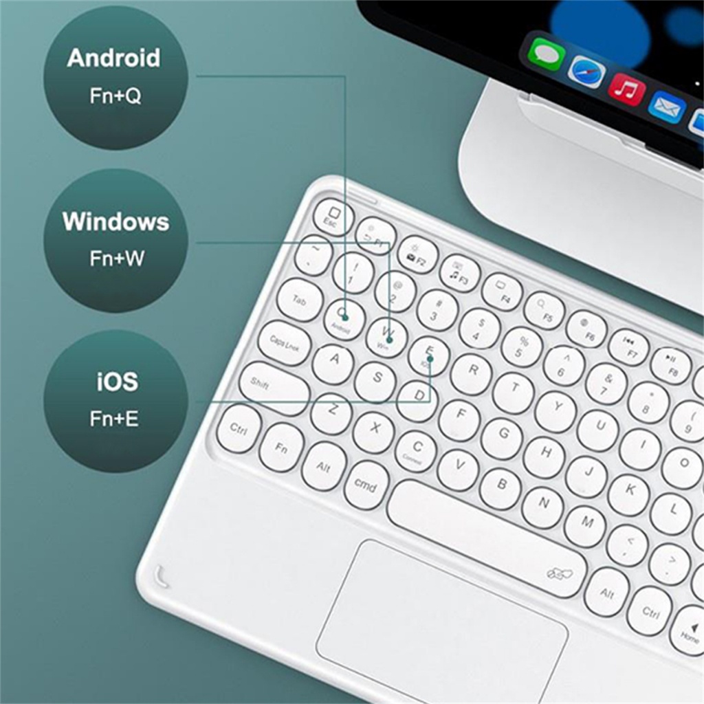 คีย์บอร์ดทัชแพด แท็บเล็ตไอเเพด ipad Detachable bluetooth keyboard แป้นพิมพ์ภาษาไทย ไร้เสียงคลิก เม้าไร้สายwireless Mouse