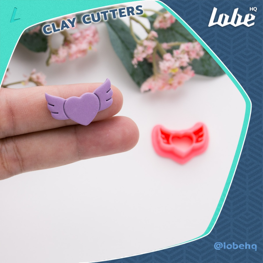 Lobehq Heart Wings Shape Polymer Clay Cutter/ แม่พิมพ์กดดินโพลิเมอร์รูปทรงหัวใจติดปีก