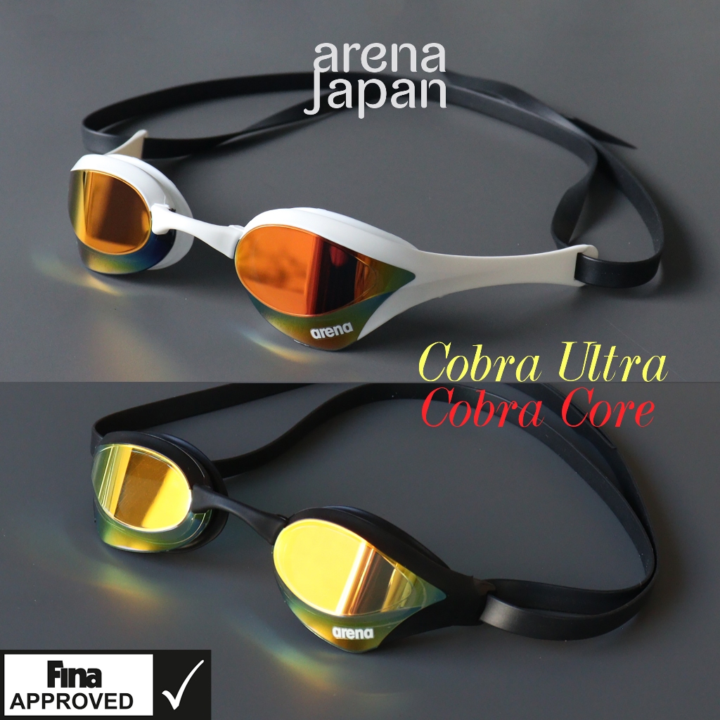 Arena Japan แว่นตาสำหรับว่ายน้ำ Fina Approved, Cobra Ultra, Cobra Core และ Core Swipe
