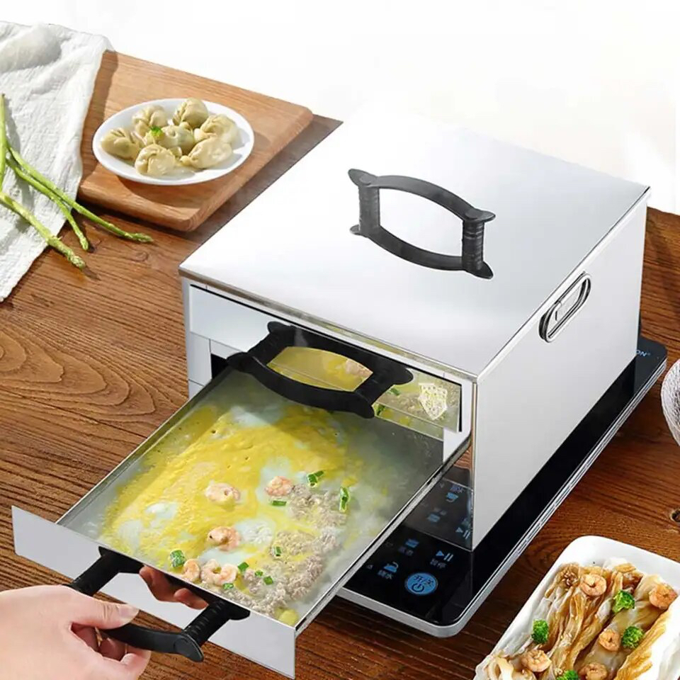 เครื่องนึ่งเส้นก๋วยจั๊บ เครื่องนึ่งอาหาร 2 ชั้น มัลติฟังก์ชั่น Two-layer Food Steamer Multifunctional