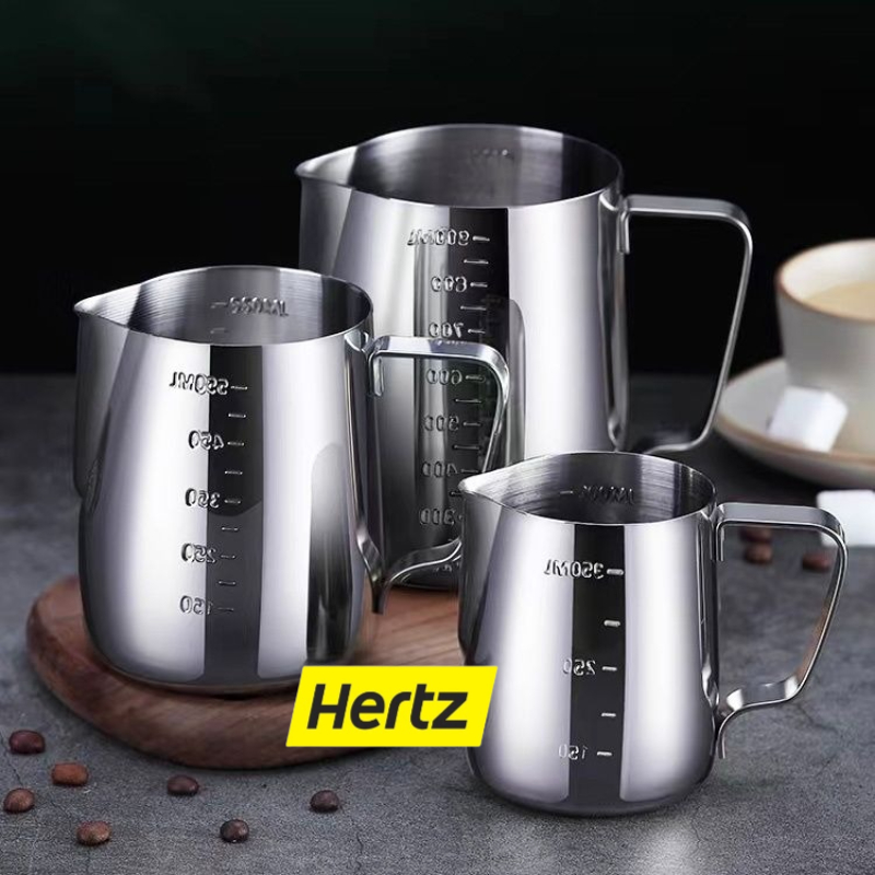 Hertz Cafe เหยือกตีฟองนม พิชเชอร์ สแตนเลส ถ้วยตีฟองนม 350/600ML