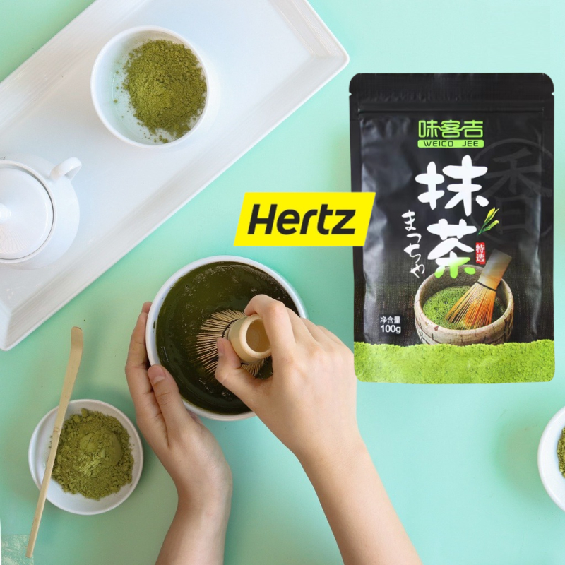 Hertz Cafe ผงชาเขียวมัทฉะ แท้ 100% ขนาด 100 กรัม เกรดพรีเมี่ยม Matcha Green Tea DUSL