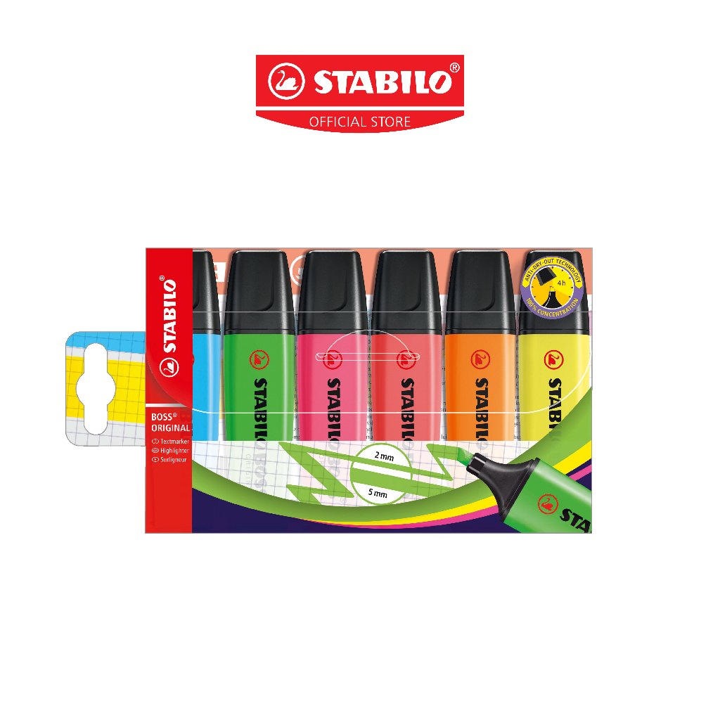 STABILO Boss Original ปากกาไฮไลท์  ปากกาเน้นข้อความ แพ็ค 6 สี (70/6)