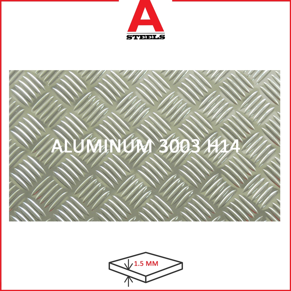 แผ่นอลูมิเนียมสี่เหลี่ยม พื้นผิวกันลื่นนูน ขนาด50x70-50x230ซม. หนา 2 มม. แผ่นอลูมิเนียมเกรด 3003