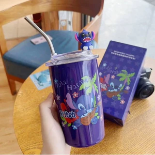 (ลูกค้าใหม่ 1บาท) แก้วน้ำการ์ตูนดิสนีย์ แก้วน้ำเก้บความเย็นพร้อมหลอด450ML