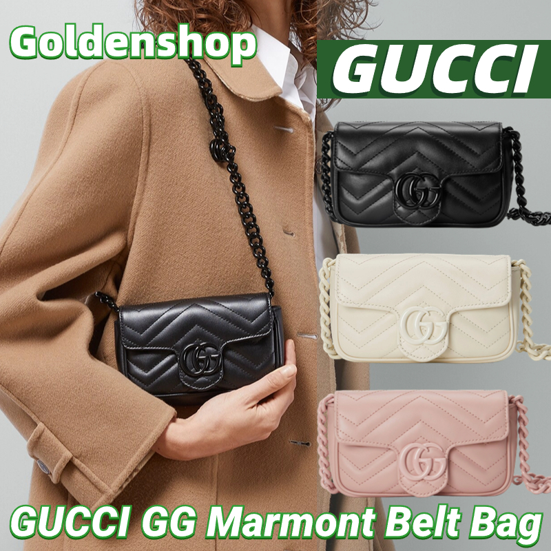 🍒กุชชี่ GUCCI GG Marmont Belt Bag🍒กระเป๋าคาดเอว กระเป๋าสะพายเดี่ยว