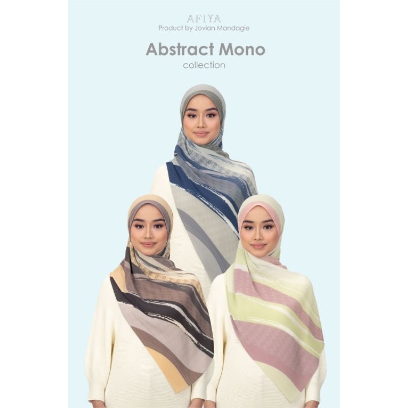 Jovian x Afiya Hijab | Abstract Mono Series Printed Pleated Long Shawl