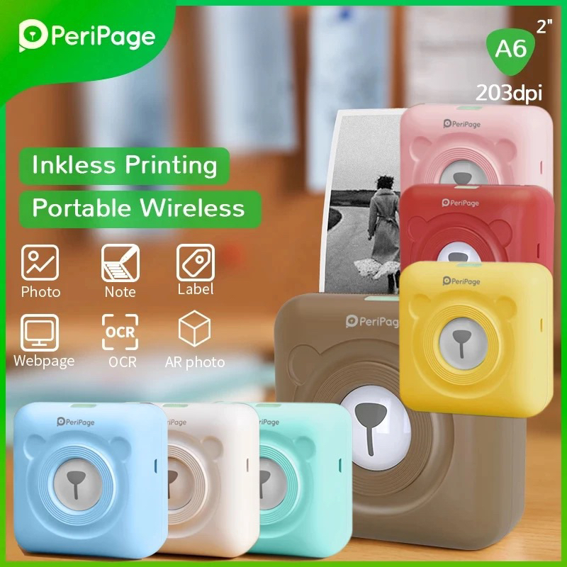 peripage A6 เครื่องปริ้นความร้อนไร้หมึก พิมพ์ที่อยู่ ไฟล์ บาร์โค้ด ฉลาก เหมาะสําหรับ Android ios