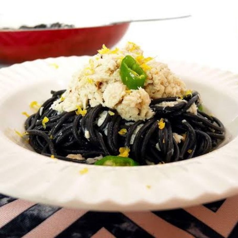 เส้นสปาเก็ตตี้แองเจิ้ลแฮร์ หมึกดำ,ไข่ (แบบก้อนเส้นกลม) ขนาด 100 กรัม ANGEL HAIR SQUID INK PASTA เส้นพาสต้าเด็ก อาหารเด็ก ราคา ถูกที่สุด ดีลบีเคเค แกลเลอรีภาพที่ 7