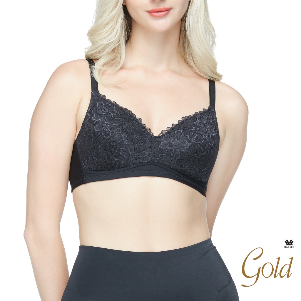 Wacoal Gold บราเพื่อสุขภาพแบบไร้โครง ไม่เสริมฟองน้ำ รุ่น WO1542 สีดำ (BL)
