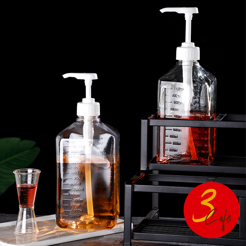 3cafe ขวดปั้มน้ำเชื่อม พลาสติก 10cc ขนาด 1600 ml Syrup Pump Bottle