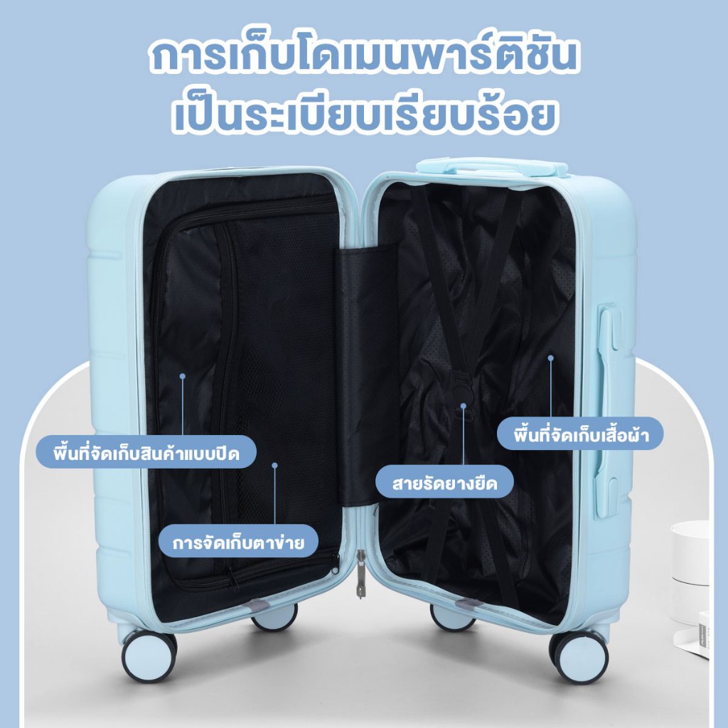 【KAMANNI】 กระเป๋าเดินทาง 20/24 นิ้ว กระเป๋าเดินทางแบบโรลลิ่งส 20 PC + ABS ล้อหมุนได้ 360 องศาอย่างมีสไตล์ รถเข็นกระเป๋า