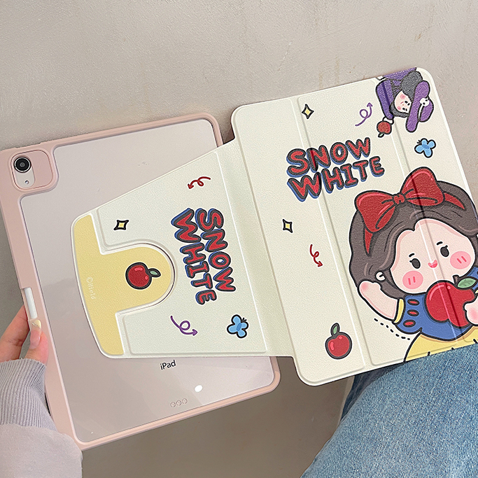 พร้อมส่ง เคส iPad Gen9 MINI7 Snow White เคสอะคริลิคหมุนได้ 360° พร้อมถาดใส่ปากา Air6 11 pro11 2024