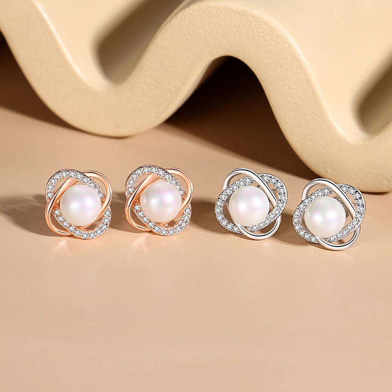 nnjew ต่างหู รุ่น Pearl and Diamond ไข่มุก ต่างหูแฟชั่น ผู้หญิง