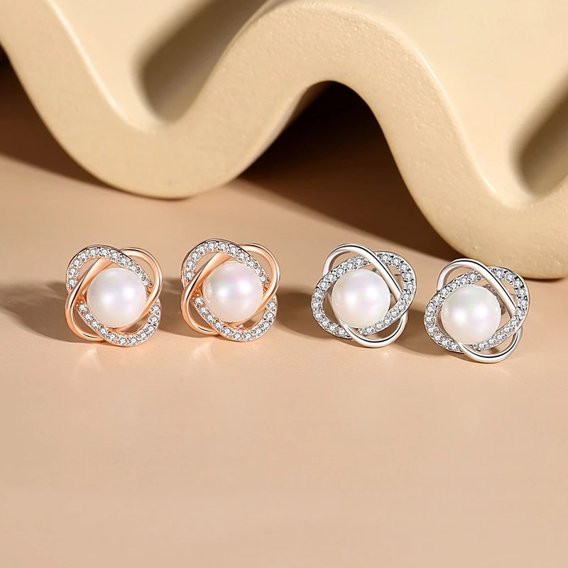 nnjew ต่างหู รุ่น Pearl and Diamond ไข่มุก ต่างหูแฟชั่น ผู้หญิง