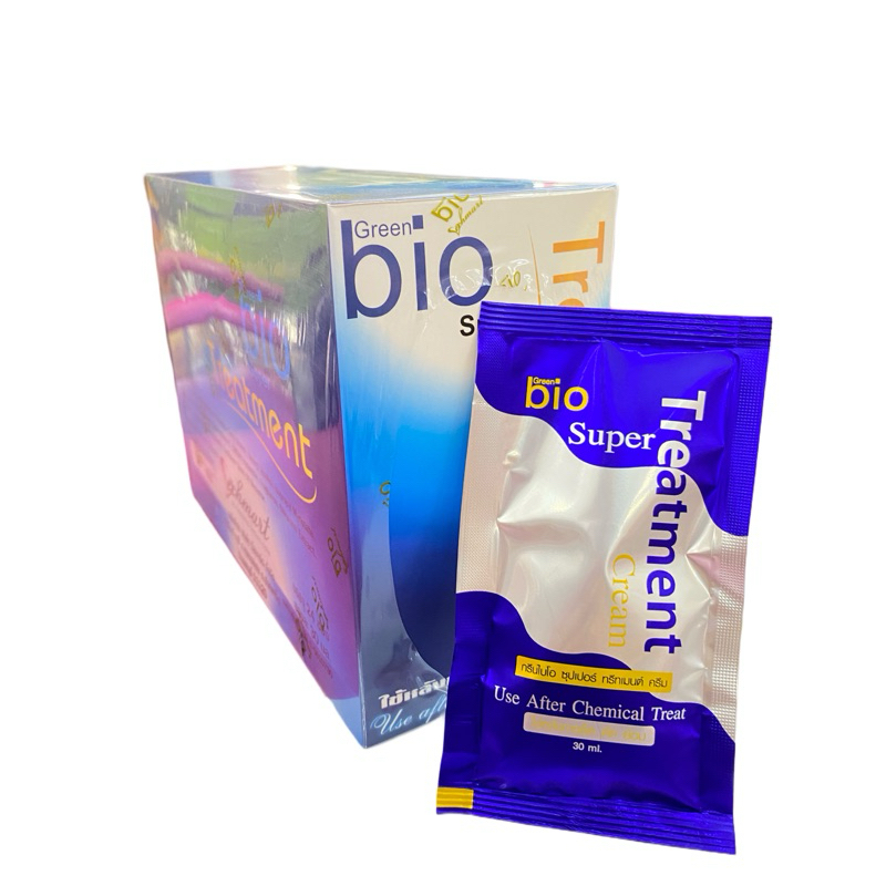 ไบโอน้ำเงิน เขียว ทรีทเม้นท์เพียว ยกกล่องมี24 ซอง Green Bio Super Treatment ทรีทเมนท์ไบโอ
