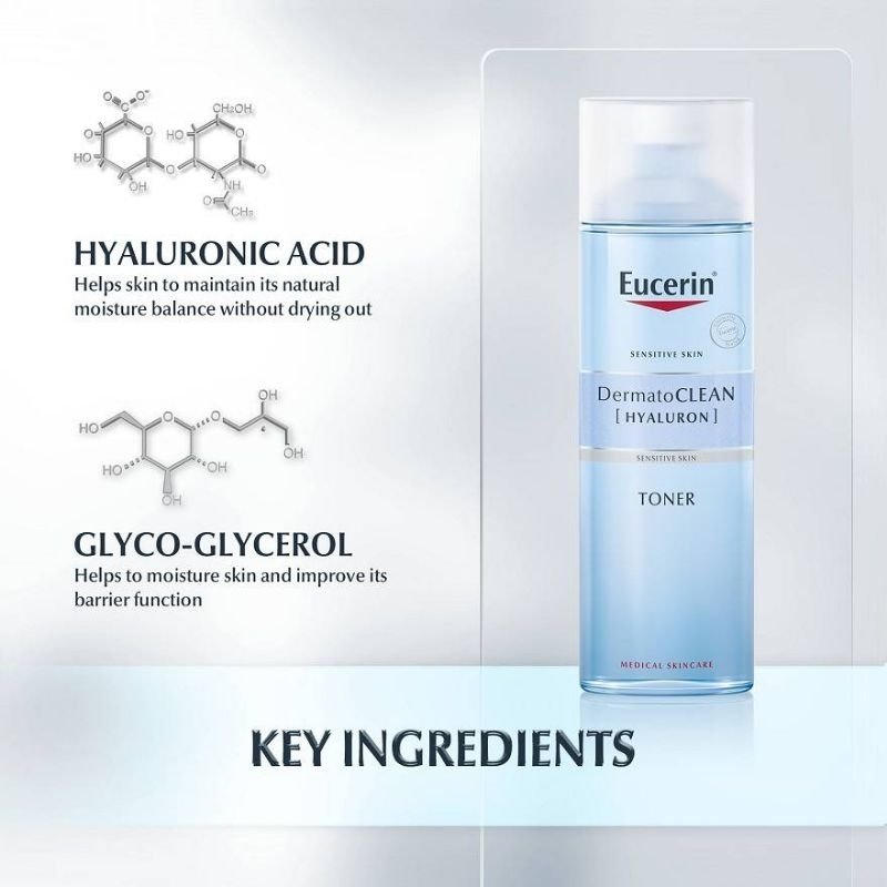 โทนเนอร์ (ขวดฟ้า) | ยูเซอริน Eucerin DermatoCLEAN [HYALURON] Toner 200ml | (DC)