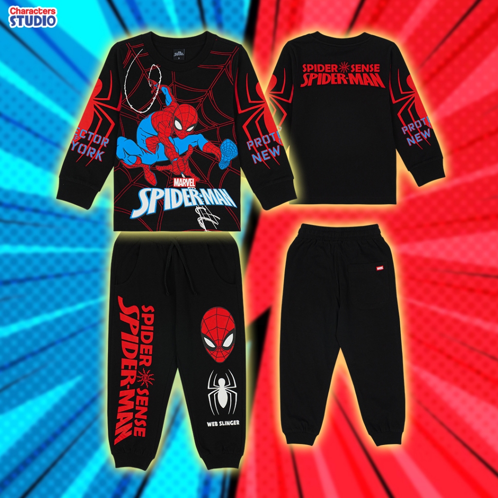 Marvel Boy Long Sleeve&Pants Spider-Man - เสื้อยืดแขนยาว และกางเกงขายาว เด็กผู้ชายลายมาร์เวล สไปเดอร์แมน
