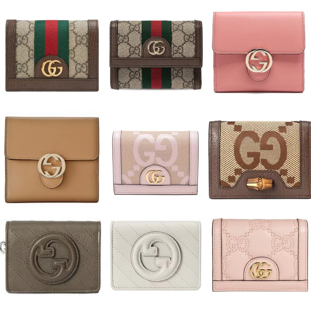 Gucci/ผู้หญิง/กระเป๋าสตางค์แฟชั่น/กระเป๋าสตางค์ใบสั้น/ของแท้ 100%