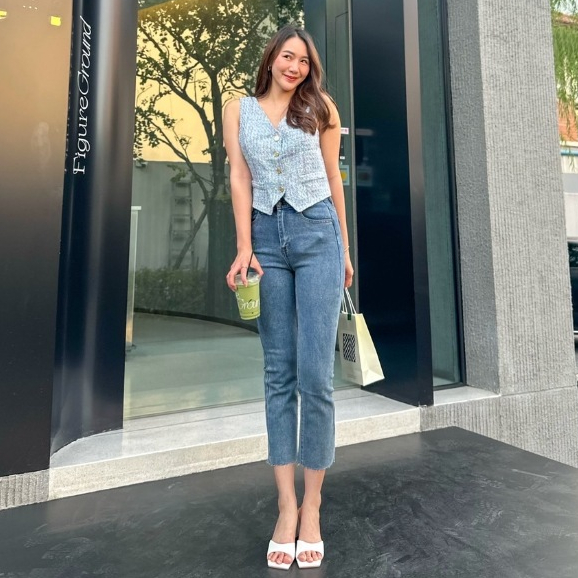 Minnie Jeans ยีนส์ขากระบอกเล็ก เอวสูง - herr.his