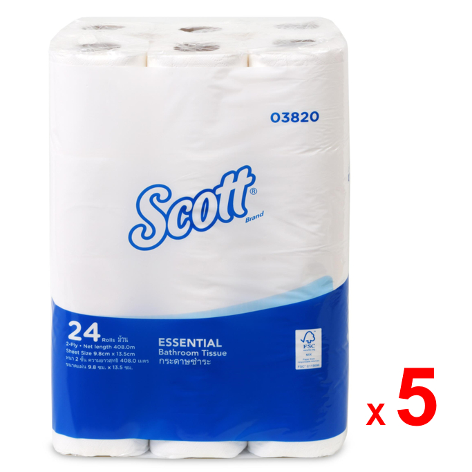 SCOTT ESSENTIAL กระดาษชำระสก๊อตต์ เอสเซนเชียล บาธรูม ทิชชู่ รหัสสินค้า 03820 หนา 2 ชั้น สินค้าคิมเบอร์ลี่ย์-คล๊าค 120 ม้