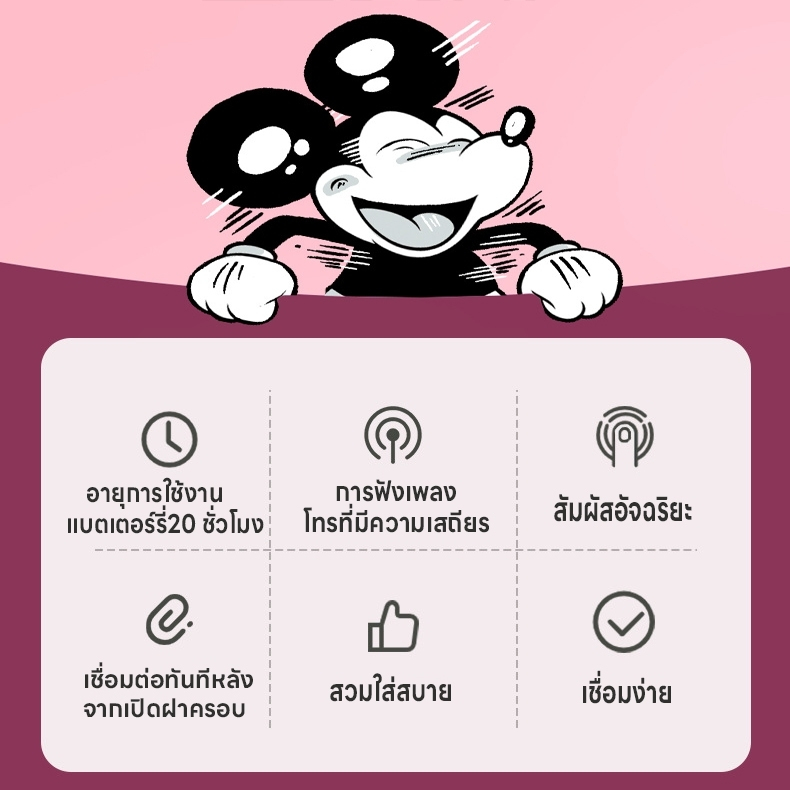 หูฟังบลูทูธ หูฟังลายการ์ตูน แบบบลูทูธไร้สาย Bluetooth5.3 เสียงใส เสียง4D เชื่อมได้ทั้งแอนดรอย์และIOS ทนทาน ชาร์Type -C