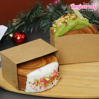 Boxjourney กล่องฟาสฟูดส์ ขาว/คราฟท์/พิมพ์ลาย 6x10x6.5 ซม. (50 ชิ้น/แพ็ค)
