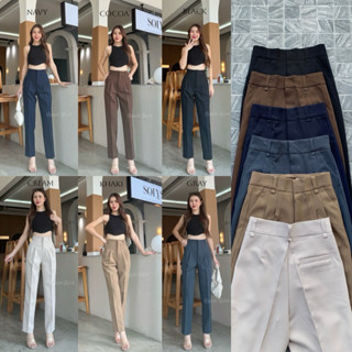 (S-2XL) รุ่นหูย้อยเจาะกระเป๋า ขากระบอกเล็ก กางเกงแฟชั่น ทำงา…